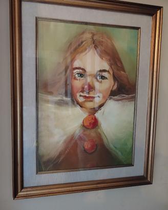 Quadro vintage "Pagliaccio" dipinto a mano - 30x50