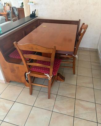 Tavolo cucina e panca in legno massello ciliegio