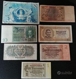 7 Banconote Antiche Germania, Polonia, Serbia