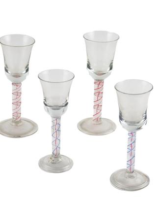 Gruppo di Calici in Vetro a Filigrana di Murano