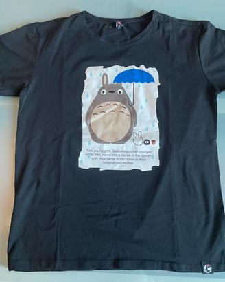 T-shirt  nera con stampa Totoro 13-14 anni