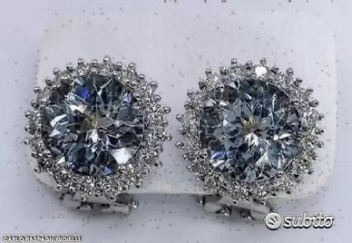 ORECCHINI ORO 18kt. CON DIAMANTI ED ACQUAMARINE