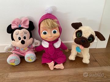 Pupazzi - Gioco - Masha - Minnie - Cagnolino
