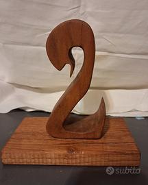 Sculture legno figure animali cigno cane 