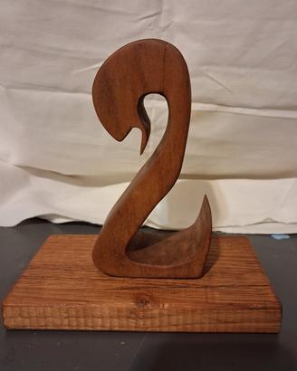 Sculture legno figure animali cigno cane 