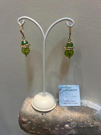Orecchino in vetro di Murano - verde-oro
