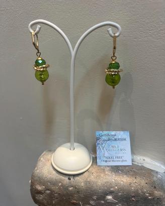 Orecchino in vetro di Murano - verde-oro