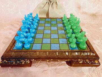 Scacchiera Gioco Scacchi colore verde e blu