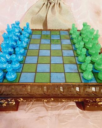 Scacchiera Gioco Scacchi colore verde e blu