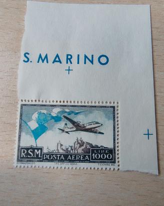 SAN MARINO 1951 Aerea 1000 Lire "Bandiera" - MNH B