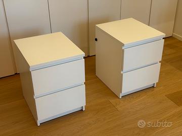 Coppia comodini IKEA MALM bianchi – 2 cassetti