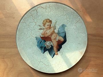 Piatto in vetro da collezione con angioletto