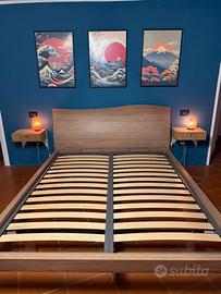 Letto in legno finitura noce grey