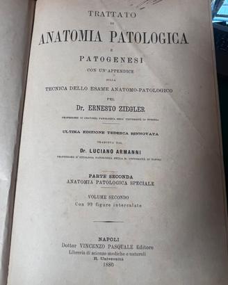 libro antico Anatomia Patologica Ziegler
