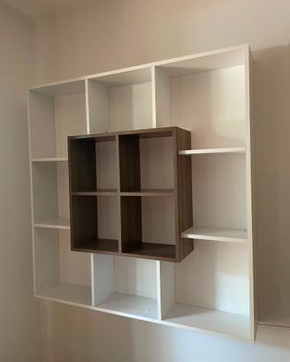 Libreria bianca/marrone 136x136x22 cm