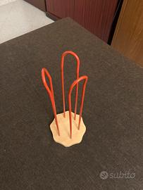 Porta bicchieri legno e metallo rosso cucina