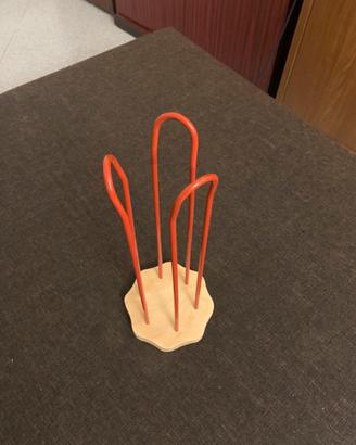 Porta bicchieri legno e metallo rosso cucina