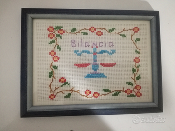 Quadretto punto a croce Bilancia