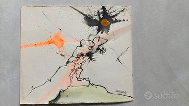 Agenore Fabbri quadro opera unica su carta tecnic