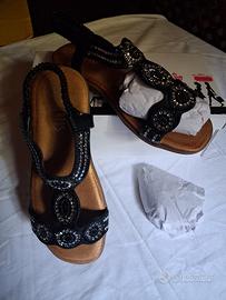 Sandali neri donna con pailletes