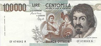 Repubblica Italiana - 100.000 L Caravaggio 1° tipo