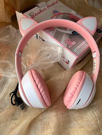 Cuffie Rosa con Luci Gatto