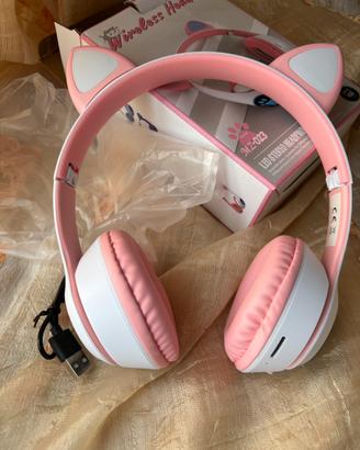 Cuffie Rosa con Luci Gatto