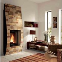 Camino caminetto Clam Pivot con rivestimento Onda