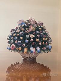 Cesto di Fiori in Ceramica di Capodimonte