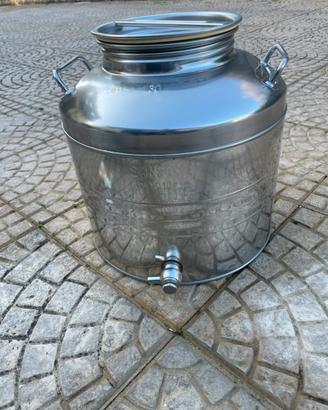 Contenitore in acciaio per olio con rubinetto
