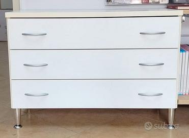 Cassettiera bianca 3 cassetti