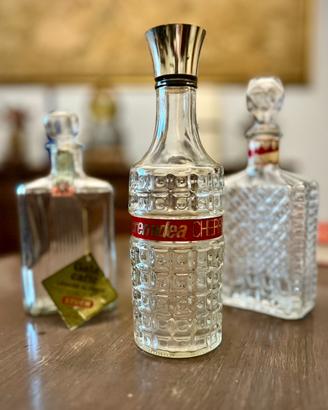 3 Bottiglie vintage liquori ‘70/‘80 per angolo bar