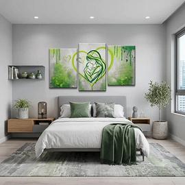 Capezzale moderno dipinto a mano verde e grigio