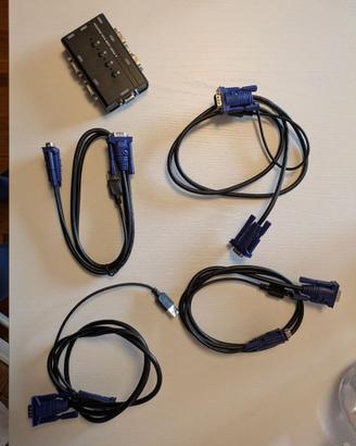 KVM Switch, USB e VGA Commutatore con 4 Cavi