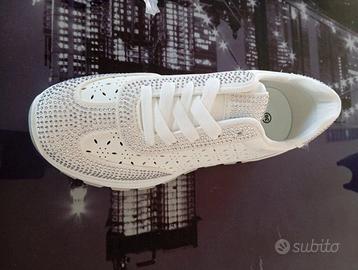 Sneakers donna bianche con strass