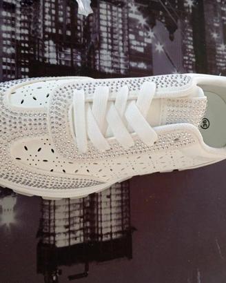 Sneakers donna bianche con strass