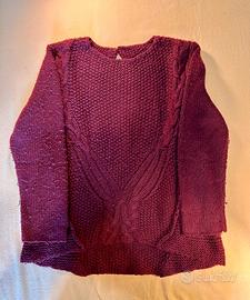 Maglione bordeaux lavorato a maglia oversize