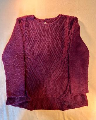 Maglione bordeaux lavorato a maglia oversize