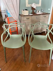 6 sedie Kartell Masters originali verde salvia