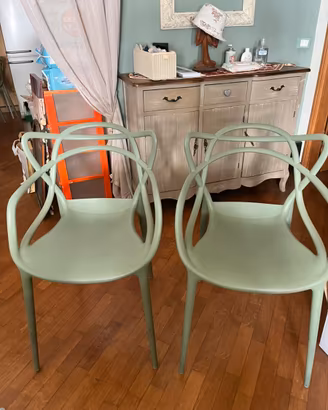 6 sedie Kartell Masters originali verde salvia