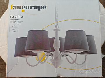 Lampadario Favola Paralume Tessuto 5 Luci 56x100