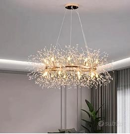 Lampadario moderno in cristallo oro 20 luci