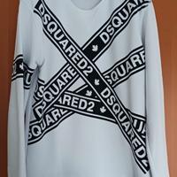 Felpa bianca scritta nera dsquared 