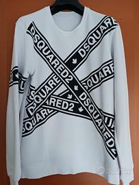 Felpa bianca scritta nera dsquared 