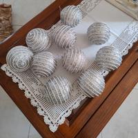 10 Palline di Natale grandi argentate brillantate