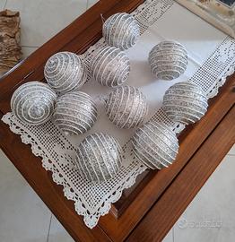 10 Palline di Natale grandi argentate brillantate