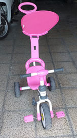 Triciclo ruote gomma piena con manico girevole