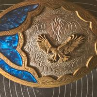 Fibbia cintura western vintage argento made USA