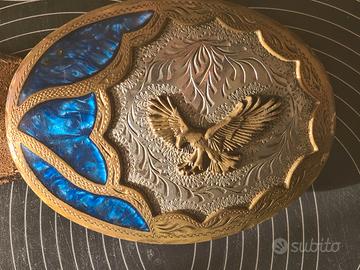 Fibbia cintura western vintage argento made USA