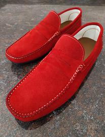 Scarpe Uomo Mocassini Camoscio Rosso numero 46